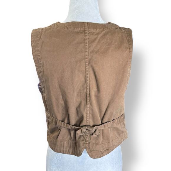 Vintage Karen Scott Tapestry Vest Circus Toys Bears Americana Vneck Size Medium - Picture 6 of 13